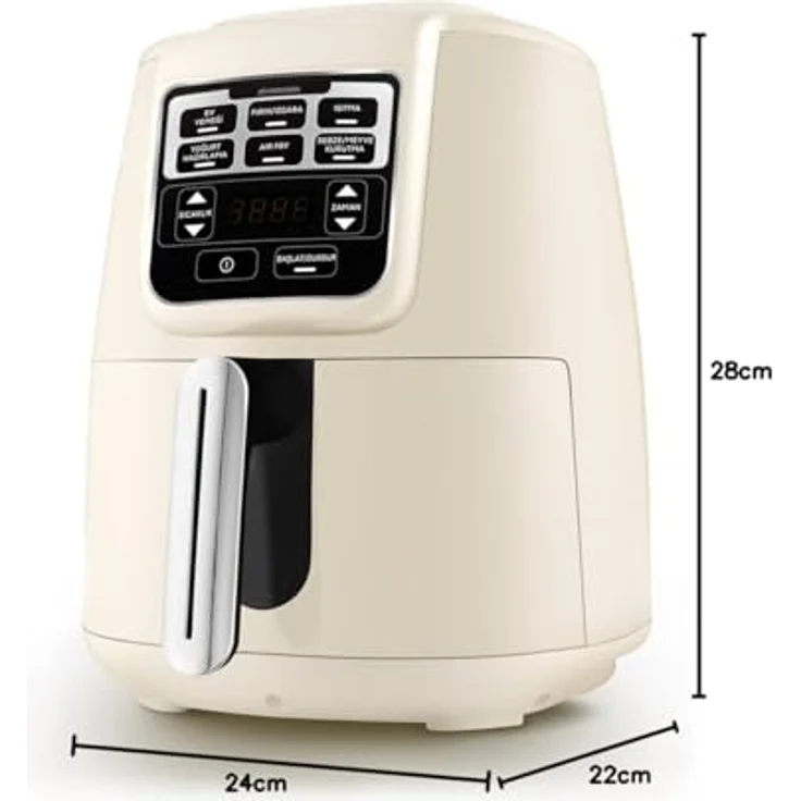 Karaca Heißluftfritteuse Air Cook XL 2 in 1 Airfryer Sternenlicht, 4 Liter Fassungsvermögen, 1550 Watt, Türkisch panelt – Bild 9
