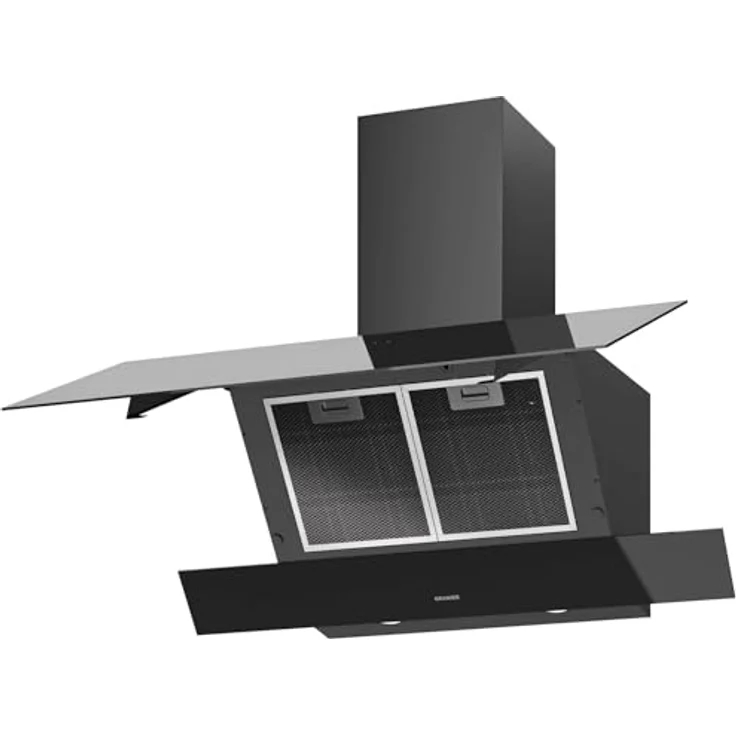 Oranier Dunstabzugshaube 90 cm - schwarze Abluft Kopffreihaube mit weißer LED Anzeige - Schräghaube mit 3 Leistungsstufen - Touch-Control - MIRAN90S1 – Bild 2