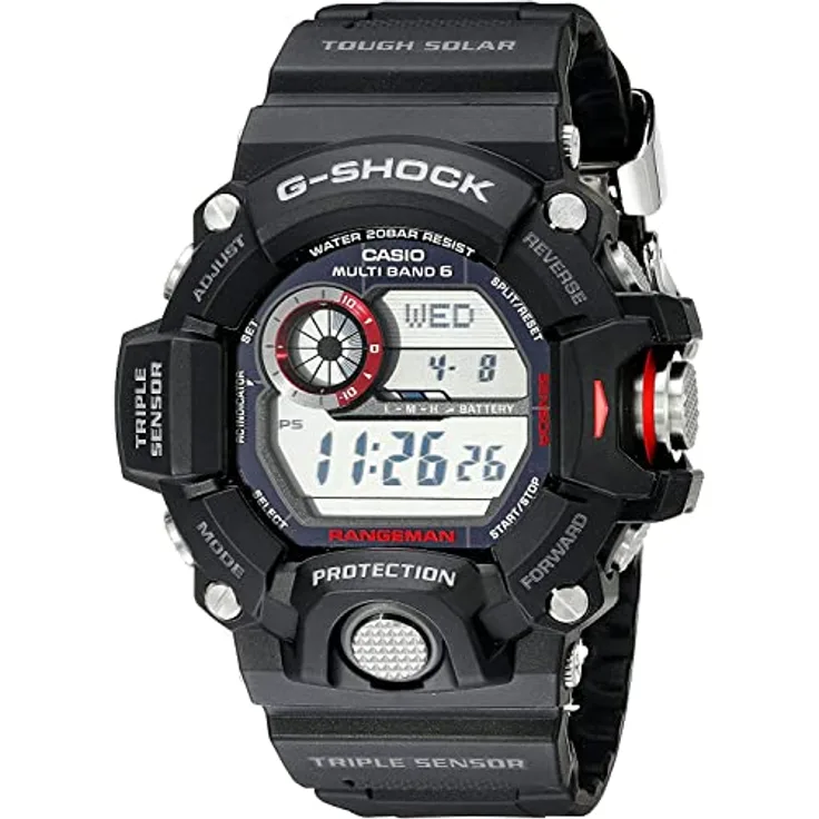 Casio Herren Digital Solarbetrieben mit Resin Armbanduhr GW94001ER, Rund, Kalenderfunktion, schwarz