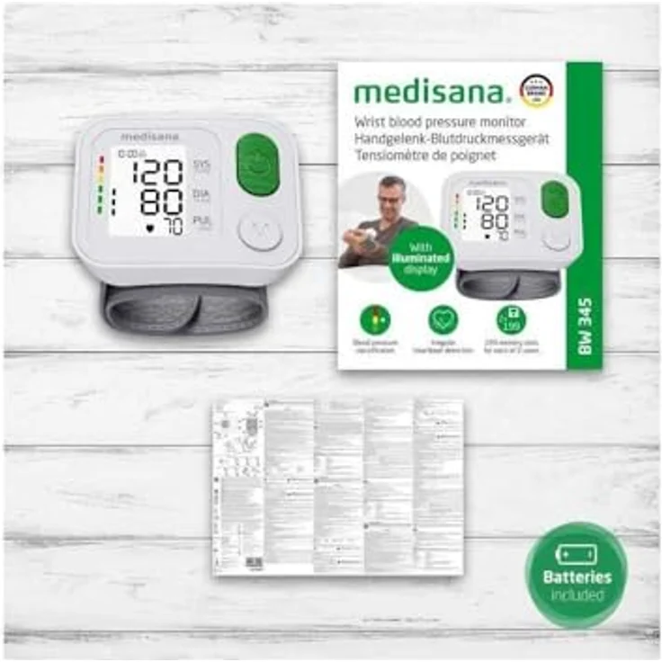 Medisana Handgelenk-Blutdruckmessgerät BW 345, Apelfarbskala, LC-Display, mit extra großen Knöpfen – Bild 6