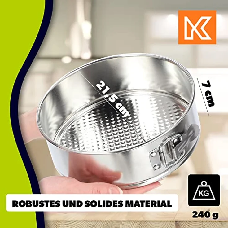 KADAX Tortenform, Ø 21,5cm-30cm, verzinkte Springform mit Antihaftbeschichtung, runde Backform, auslaufsicher, Silber – Bild 3