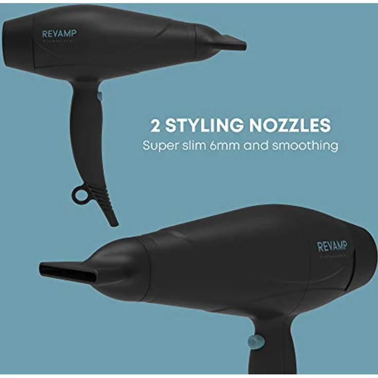 Revamp DR-5000-EU Progloss 5000 Haartrockner, 2400W leichter Föhn mit Diffusor und Düse, Ionen-Technologie für glattes Haar und mit Progloss Ölen Keratin, Kokosnuss & Argan angereichert, matt schwarz – Bild 4