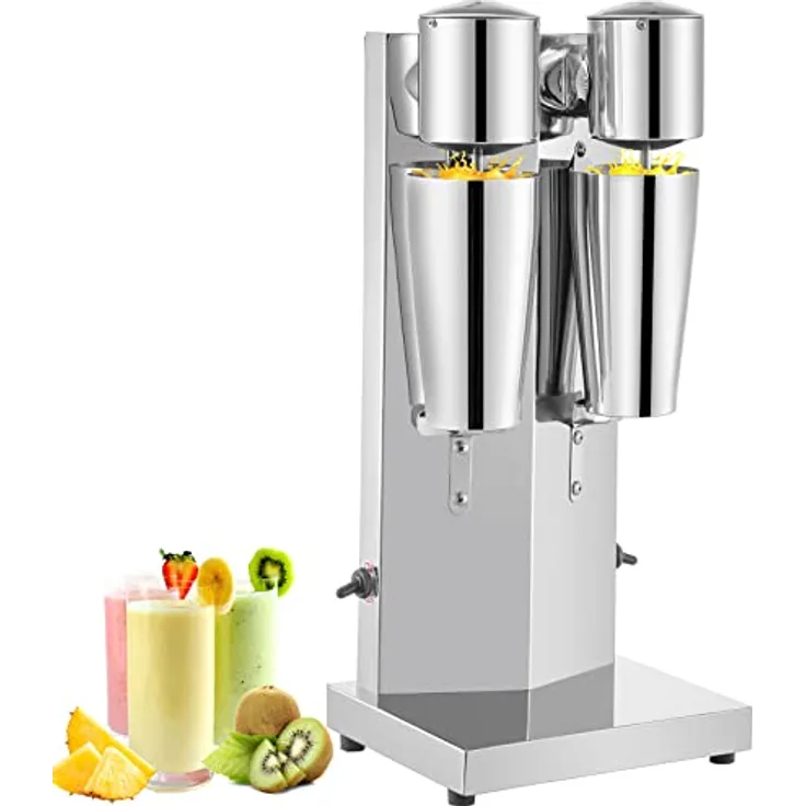 VEVOR Getränkemixer 150W, Milchshaker Elektrisch 800ml, Doppelköpfe, Silbrig