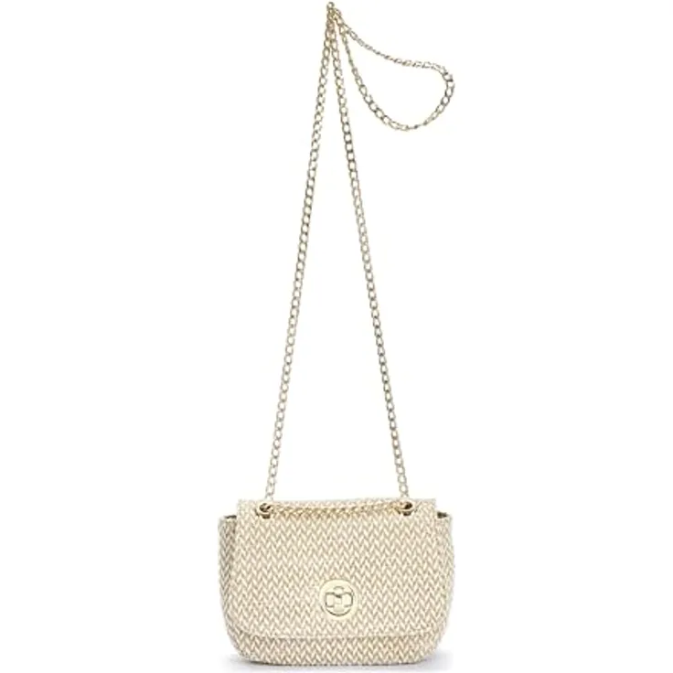 Vivance Umhängetasche Minibag, Handtasche, Bast-Optik, Crossbody Bag, variabler Kettenverschluss, vegan