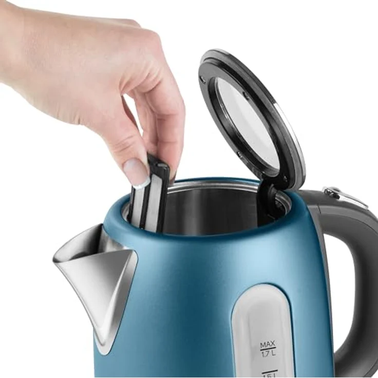 SENCOR SWK 1772BL Wasserkocher aus Edelstahl mit abnehmbarem Filter (2150 Watt, Ein - Aus-Schalter mit Hintergrundbeleuchtung , Volumen 1,7 L.) metallic blau – Bild 5