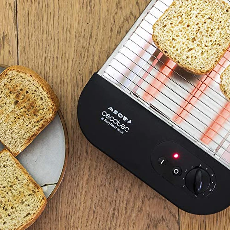 Cecotec Turbo EasyToast Basic Flachtoaster. 3 Quarzheizkörper, 6 Leistungsstufen, Krümelschublade, Kabelaufwickler , Finish aus hitzebeständigem Kunststoff, 900 W. – Bild 3