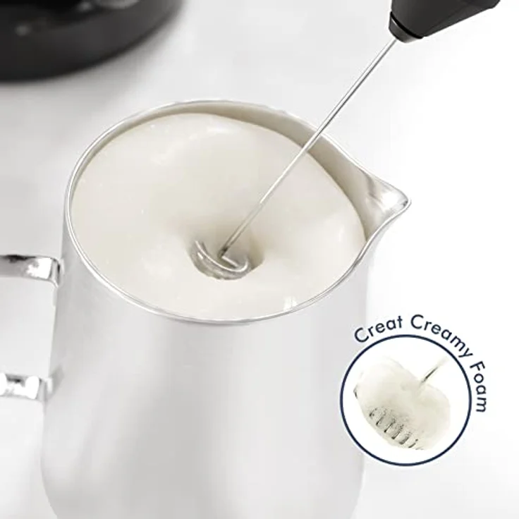 New England Stories Handheld Foam Maker, leistungsstarker Milchaufschäumer für Kaffee, Cappuccino, Latte, mit ergonomischem Design, Schwarz – Bild 3