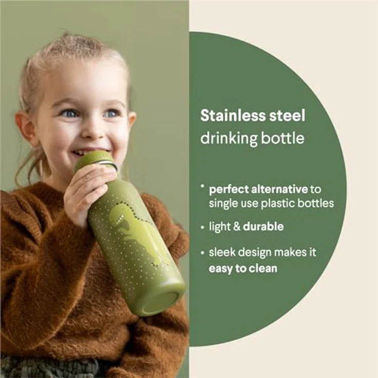 Trixie Baby Trinkflasche Edelstahl 500ml mit Tiermotiv, 20 cm hoch, praktische Schlaufe, klappbarer Deckel – Bild 7