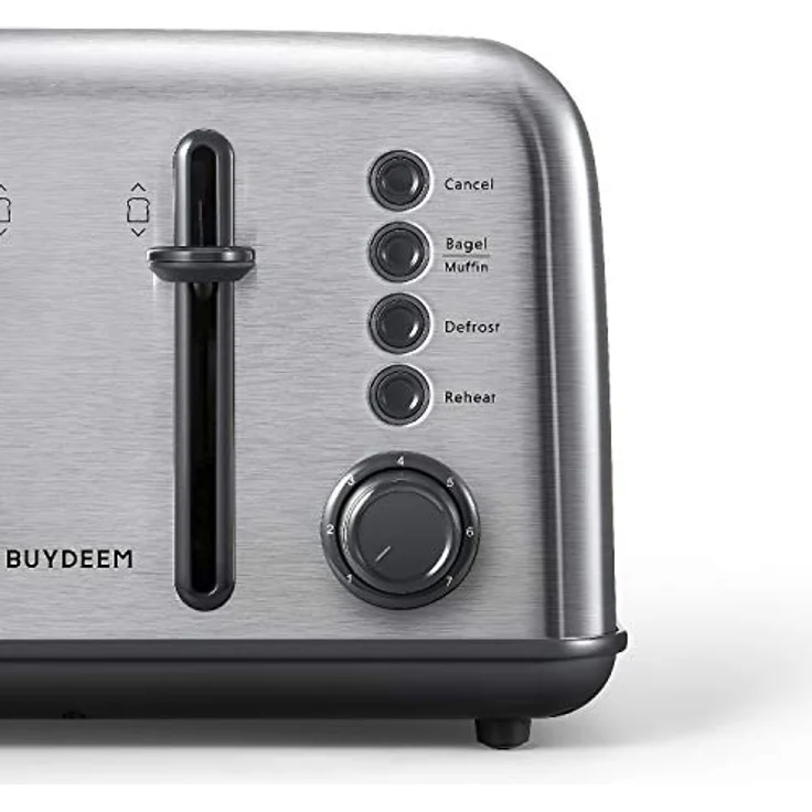 Buydeem DT640E, 4-Slice Toaster aus Edelstahl mit dualer Steuerung und 7 automatischen Programmen, Silber – Bild 2