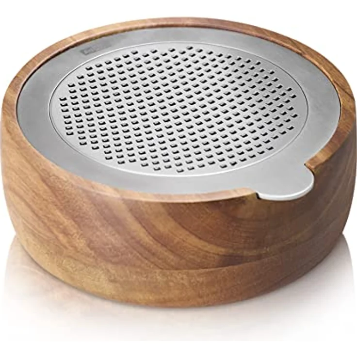AdHoc GG30 Feinreibe CutnServe, Edelstahl und Akazienholz, mit Auffangbehälter für Hartkäse und Gewürze, 12,5 cm Durchmesser – Bild 5