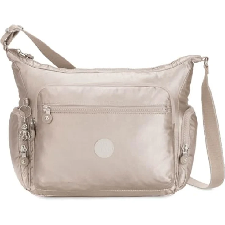 Kipling Gabbie Umhängetasche 37 cm aus Polyamid, beiges Hauptfach mit Reißverschlussfach und Steckfächern – Bild 1