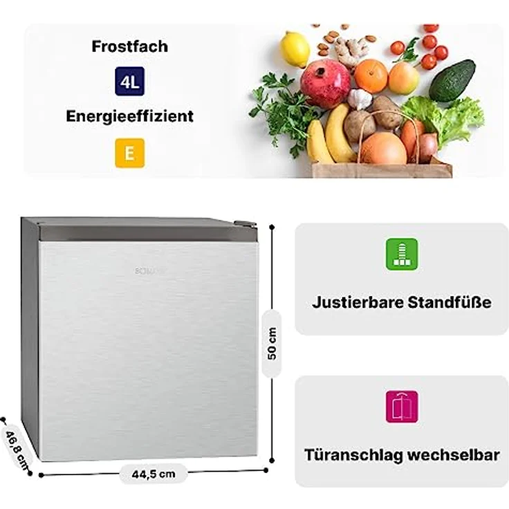 Bomann KB 7245 Minikühlschrank, freistehend, edelstahl, Energieklasse E – Bild 8