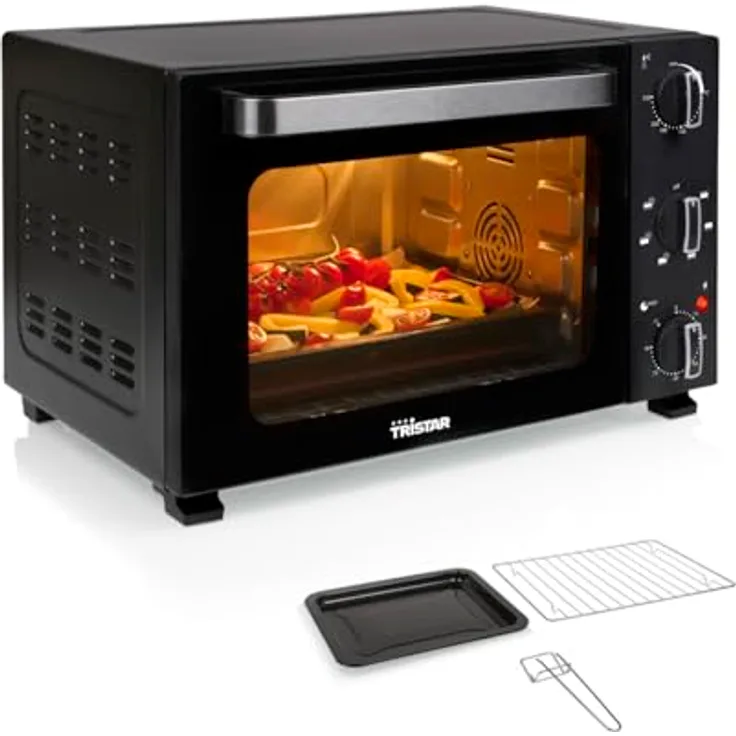 Tristar OV-3627, Minibackofen 27 l, 1500 W, schwarz, mit Konvektionsfunktion und Zubehör