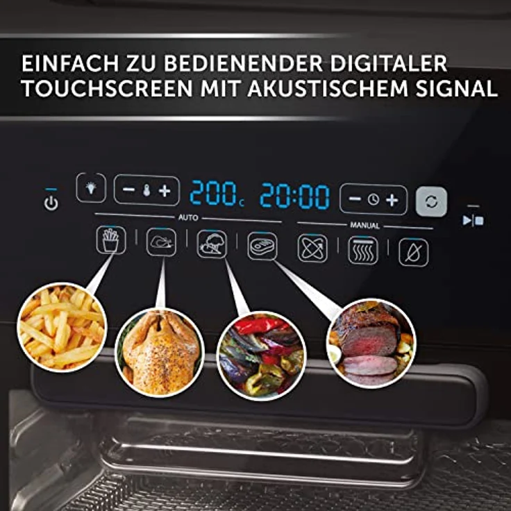 Breville Halo-Heißluftfritteuse mit Grillfunktion | digitale XXL-Heißluftfritteuse | 10 l | Frittieren, Backen & Dörren | 2.000 W | schwarz und grau [VDF127X] – Bild 5