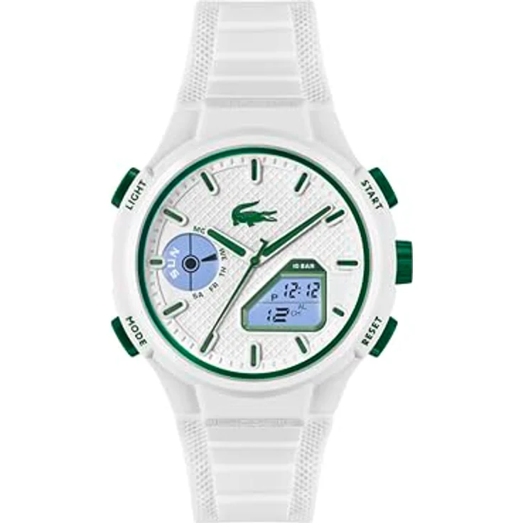 Lacoste Quarzuhr LC33 2011364, Herrenuhr mit analogen und digitalen Funktionen, weißen Silikonarmband, wasserdicht bis 10 bar – Bild 3