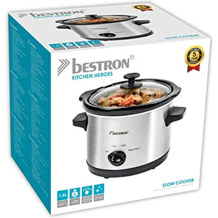 Bestron Dampfgarer, Mit Keramikpfanne und Glasdeckel, 1,5 Liter, 120 Watt, Edelstahl – Bild 8