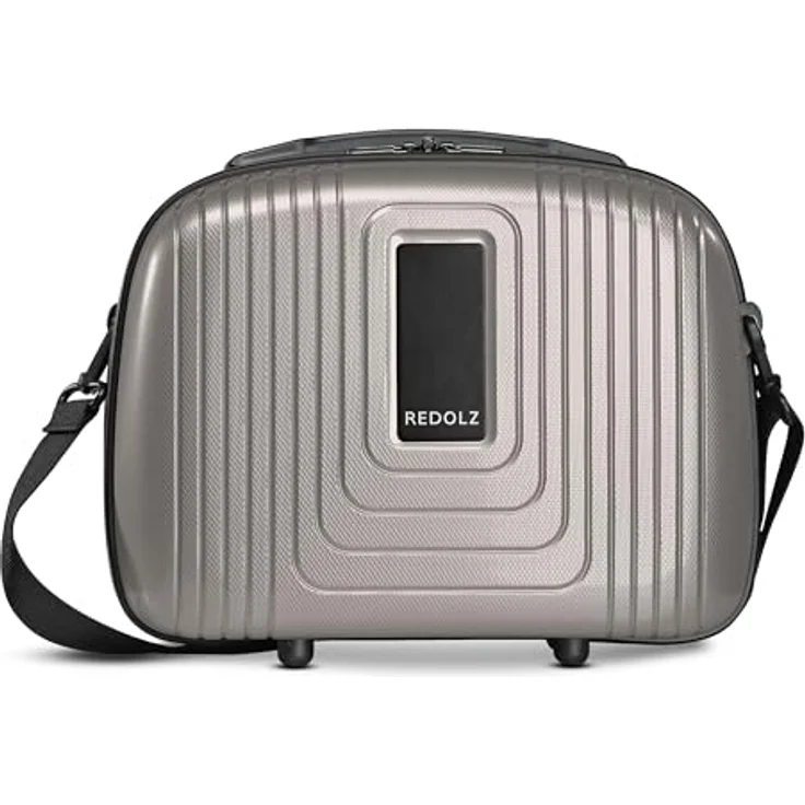 REDOLZ Hartschalen Handgepäck Kosmetik-Koffer | 34 x 17 x 27 cm aus leichtem Polypropylen (Essentials 14) - Stabiles Beauty-Case mit Aufsteckfunktion in elegantem Schwarz - Preisvergleich – Bild 1