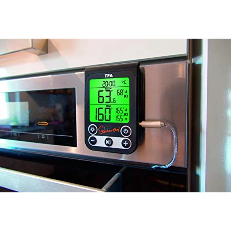 TFA Dostmann Küchen-Chef Digitales Grillthermometer-Bratenthermometer, Kontrolle der Kerntemperatur und Garraumtemperatur, mit Knickschutz und Alarmton – Bild 3