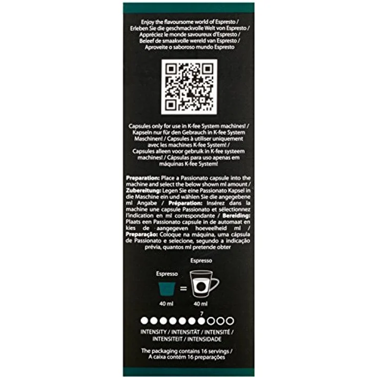 ESPRESTO Passionato Espresso Kaffeekapseln Stärke 7, K-fee System, 6er Pack (6x124 g) – Bild 4