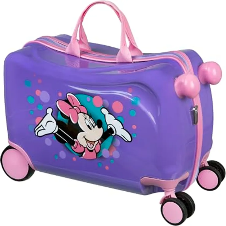 UNDERCOVER Kinderkoffer Ride-on Trolley Minnie Maus, 4 Rollen, für Kinder bis 50 kg, Handgepäck Maße 47,5 x 32 x 23 cm