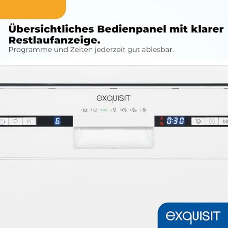 Exquisit Geschirrspüler GSP59309-030E, weiß | 7 Spülprogramme, EEK E, Besteckkorb, abklappbarer Tellerhalter, LED-Display – Bild 5