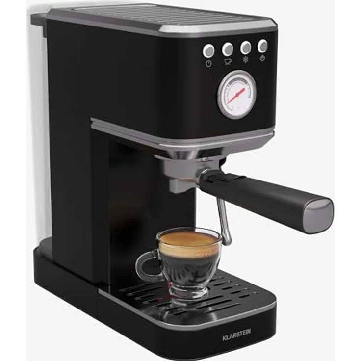 Klarstein SteelPresso Slim Siebträgermaschine – 20 Bar, 1350W, 1,2L Wassertank, Dampfdüse, Edelstahlgehäuse, Kompakt, Einfache Bedienung, Leichte Reinigung, Schwarz – Bild 1