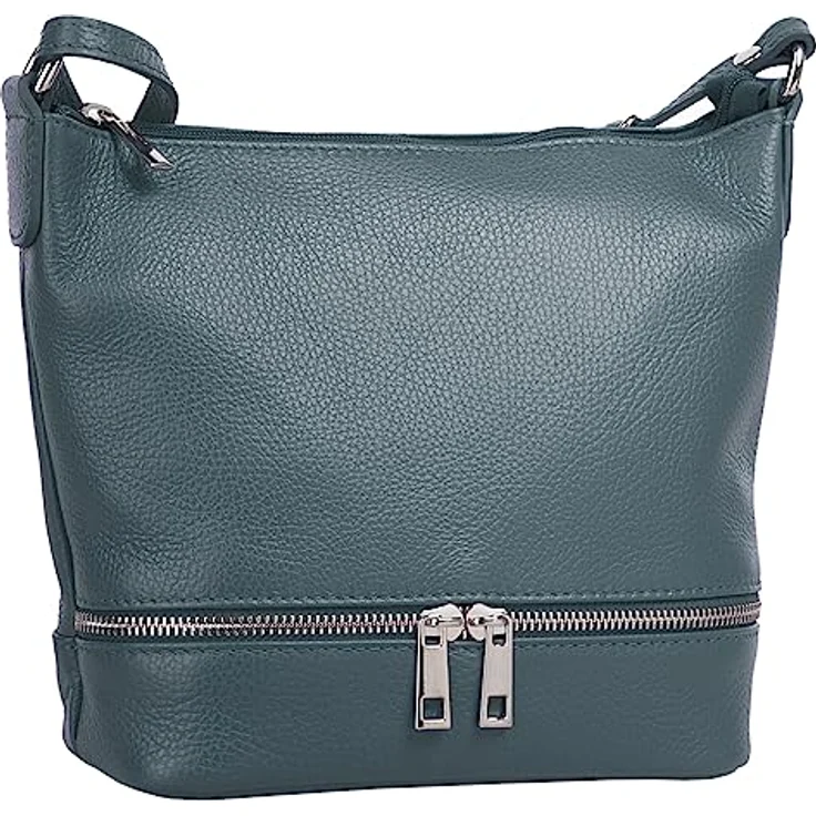 Cluty Umhängetasche, echt Leder, Made in Italy, 20x23x3 cm, verstellbarer Schultergurt, glänzende Details – Bild 3