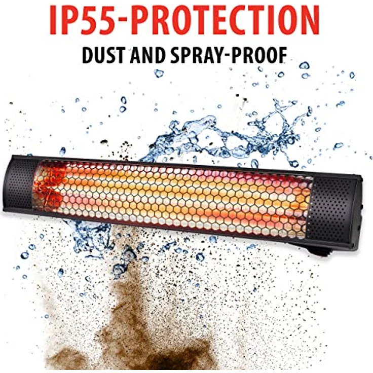 Alpina Garden Heizstrahler Terrasse - 2000 Watt Leistung, Spritzwasserdicht, Schwarz – Bild 5