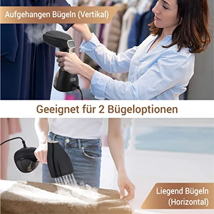 LEBENLANG Steamer Dampfglätter (1500W, 300ml, Quick & Go Automatik) LCD Hand Dampfbürste Dampfglätter Kleidung & Hemden bügeln – Bild 4