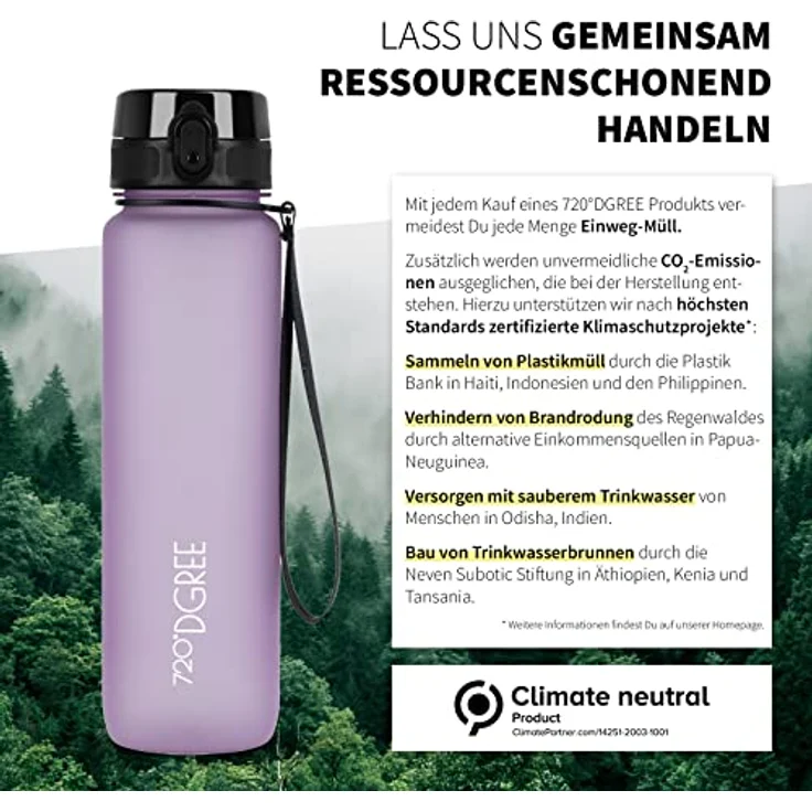 Trinkflasche Wasserflasche Fruchteinsatz 0,65L - BPA-Frei uberBottle 720 DGREE lilac – Bild 5