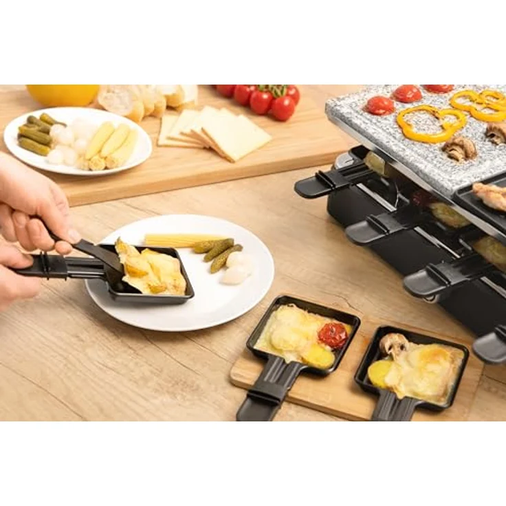 SENCOR Raclette Multifunktionsgerät Leistungsstark 1400W, Raclette 8 Personen, Grill & Griddle, EasyClean, Verstellbare Temperatur – Bild 4
