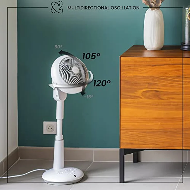 Woozoo, Ultra starker & leiser Standventilator, 37m², Reichweite 31m, Multidirektionale Oszillation, Fernbedienung, DC-Motor, Wohnzimmer - Woozoo STF-DC15T - Weiß – Bild 5