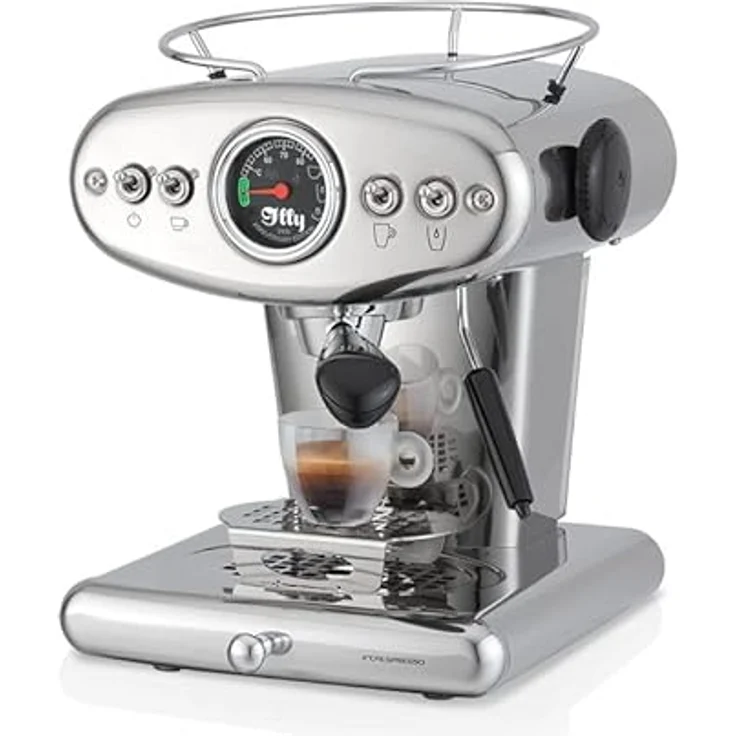Illy X1 Anniversary chrom, Kapselmaschine aus Edelstahl mit halbautomatischer Kaffeezubereitung und Dampfdüse – Bild 4