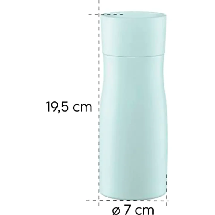 Xavax Thermobecher 400 ml (Isolierbecher mit Trinköffnung Quick Press Verschluss, Coffee to go Becher für 7h heiß/9h kalt, To Go Becher mit Schraubverschluss, Edelstahl Thermobecher to go) pastellblau – Bild 3