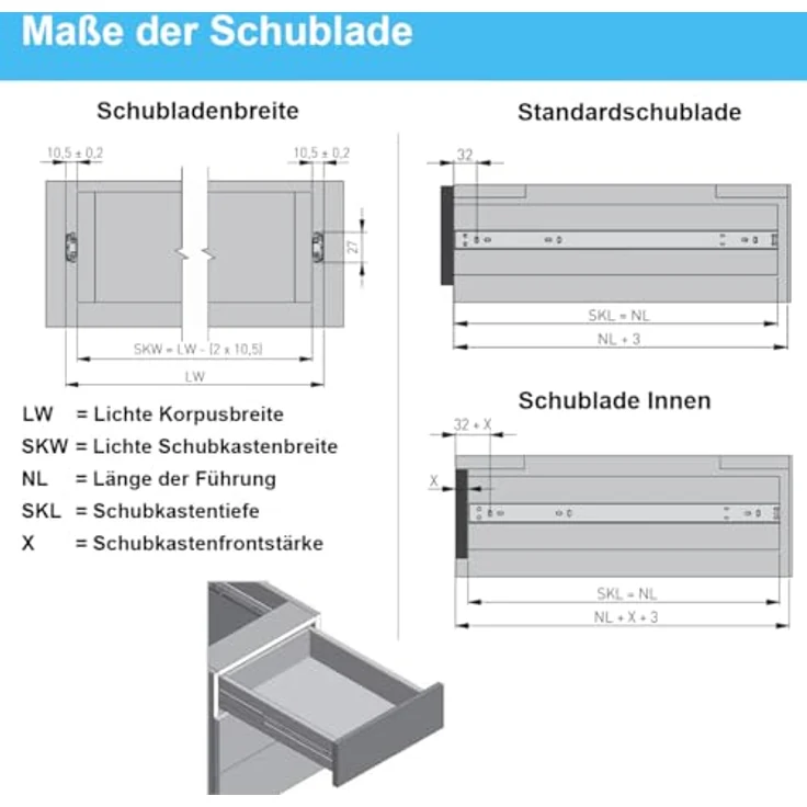 MS Beschläge Teleskopauszug 300mm Schubladenauszug Kugelauszug, verzinkt, 15kg Traglast, mit Entriegelungsfunktion, 27mm Höhe – Bild 8