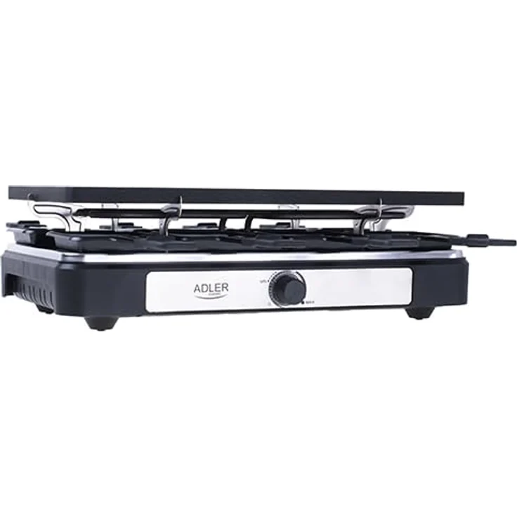ADLER - Elektro-Raclette-Grill komplett mit Pfännchen - Rauchfreies Barbecue im modernen Stil für 8 Personen - Große Grillfläche - Elektrischer Grillrost - zum Anbraten von Speisen – Bild 3