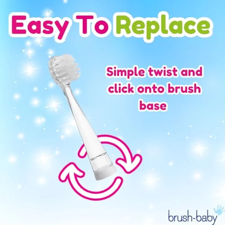 Brush-Baby KidzSonic, Ersatzbürstenköpfe für Kinder, 4 Stück, sanfte Zahnreinigung, Rakete und Einhorn, ab 3 Jahren – Bild 3