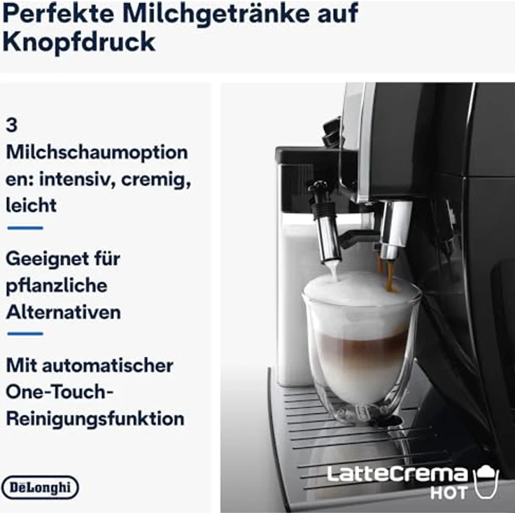 De'Longhi Dinamica Plus ECAM382.70.B, Automatischer Kaffeevollautomat mit 18 Rezepten, LatteCrema Hot und TFT-Display, Schwarz – Bild 5