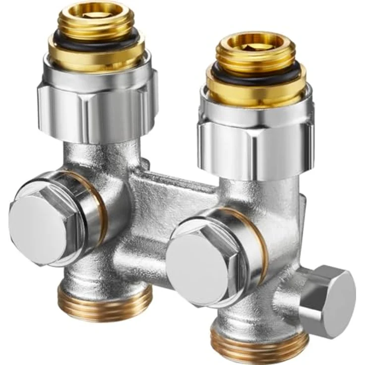 Oventrop Absperrverschraubung ZBU Multiflex F 1/2" AG x 3/4" AG, Messing vernickelt, voreinstellbar, max. Betriebsdruck 10 bar, temperaturbeständig von 2-120 °C – Bild 2
