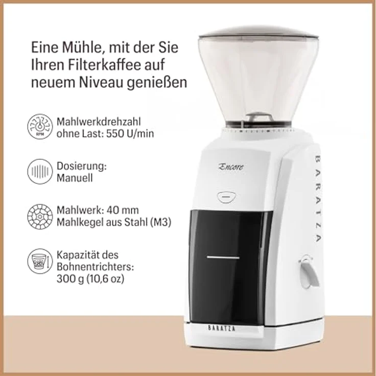Baratza Encore (ZCG485BLK4FEU1A), Präzisions-Kaffeemühle mit 40 Mahlgraden, Schwarz – Bild 3