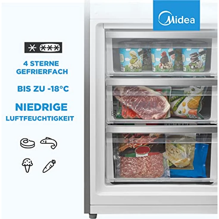 Midea MERB276FGE02 Kühl-/Gefrierkombination/180 cm Höhe/NoFrost/Doppelte Steuerung/Super-Kühlfunktion/219 kWh/Jahr/199L Kühlteil/71L Gefrierteil – Bild 5