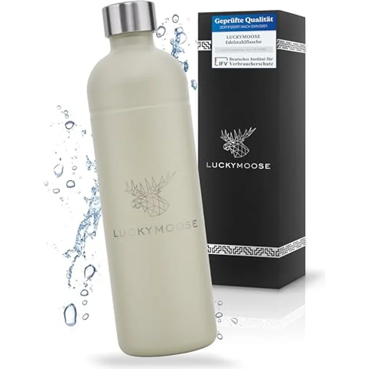 Luckymoose Wassersprudler Flasche Infinity, Spülmaschinenfest aus 304 Edelstahl, 0,75 bis 1,25 Liter, für Aarke Carbonator 3, Philips GoZero & Brita SodaOne – Bild 1