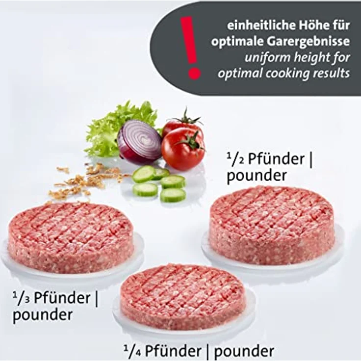 Westmark Hamburgermaker, formt 3 Pattie-Größen, mit Hebevorrichtung, Vario Plus, Kunststoff, Anthrazit/Rot, 62352260 – Bild 4