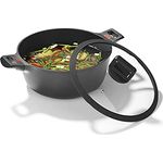 N8WERK Aluguss-Kochtopf mit Hitze Indikator ⌀28 cm, 6,0 Liter | Farbwechsel-Temperaturanzeige, Deckel mit Silikon-Umrandung, 3-fach Ilag Ultimate Versiegelung | Für alle Herdarten geeignet, auch Induktion