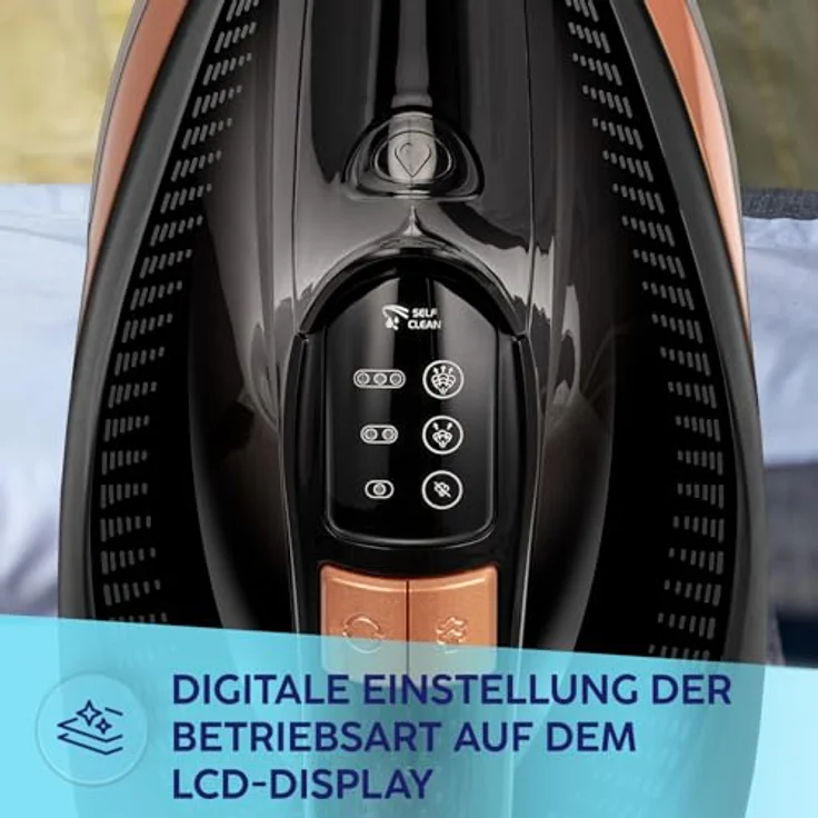MPM Dampfbügeleisen 3500W, Bügeleisen mit LCD Display, Vertikaldampf 60g/min, Keramiksohle, 450 ml Wassertank, Einsatzeit 35 Sekunden – Bild 4