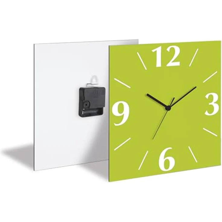 ARTLAND Wanduhr ohne Tickgeräusche Alu Quarzuhr 30x30 cm Quadratisch Lautlos 4 Ziffern Farbig Schlichtes Design Grau S7KC – Bild 4