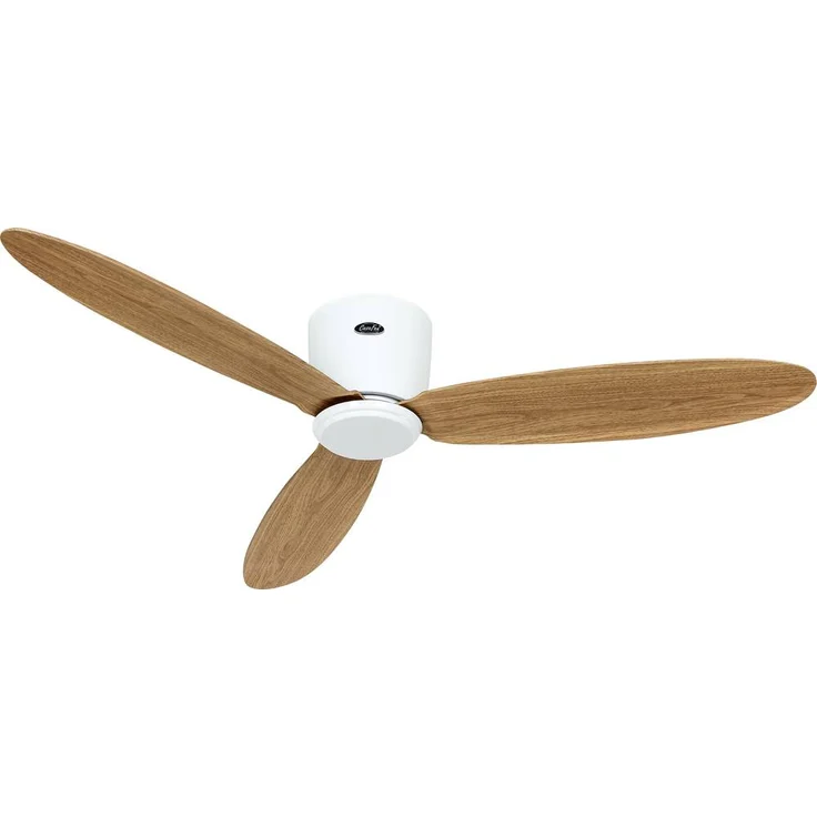 CasaFan ECO PLANO II 132 WE-EN, WiFi Deckenventilator mit Fernbedienung, Timer, Winterbetrieb, Flügel Eiche natur, Weiß