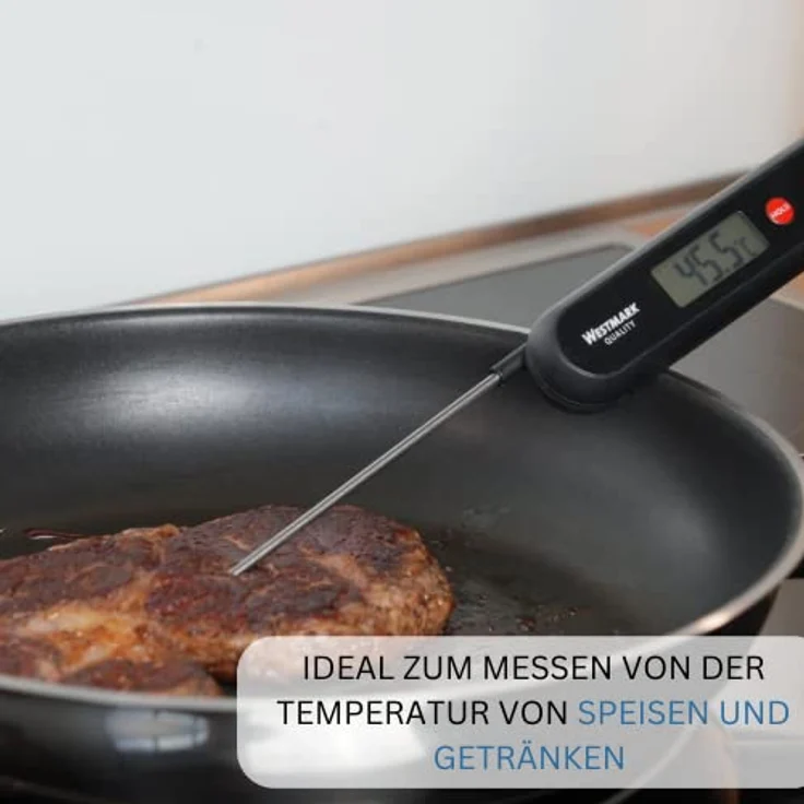 Westmark Einstichthermometer, Ohne Batterien, Mit Temperatur-Feststell-Taste, Rostfreier Edelstahl/Kunststoff, Silber/Schwarz/Rot, 12962260 – Bild 3