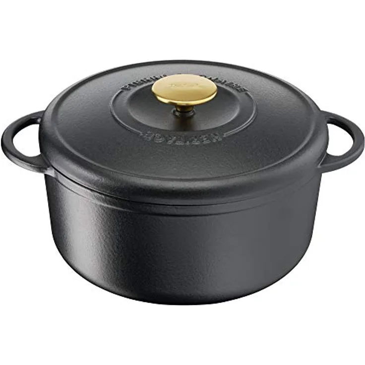 Tefal Heritage Schmortopf aus Stahlguss, rund, Gusseisen, 21 cm / 3,3L