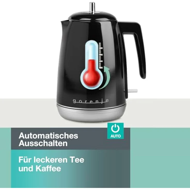 Gorenje K15RLBK, Wasserkocher 1,7 l, 2200 W, Schwarz, mit Wasserstandsanzeige und Filterung – Bild 5